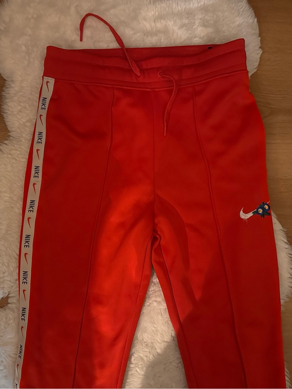 Nike Kids Bright Red Jogger Pants with Side Logo Tape
